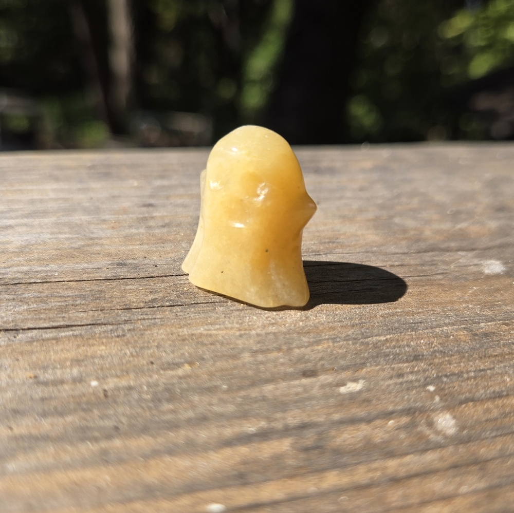 Yellow quartz natural hand carved crystal mini ghost 1"